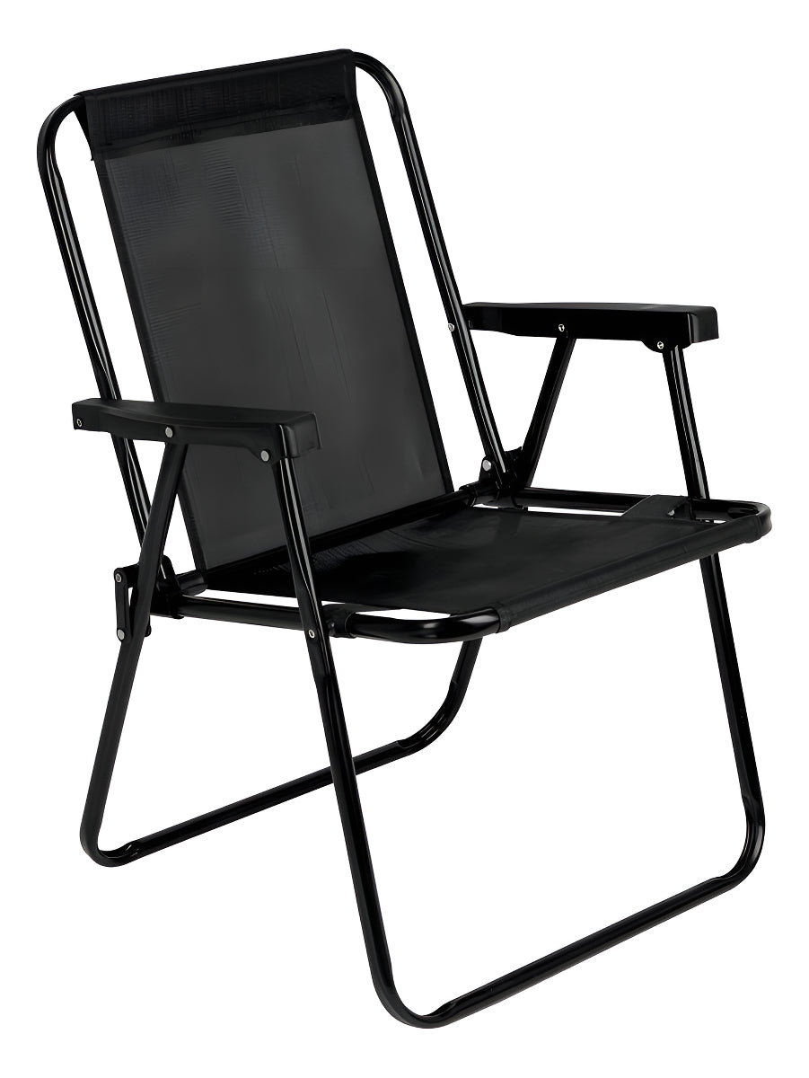 Cadeira De Praia Alta Camping Parque Dobrável Mor Cor Preto