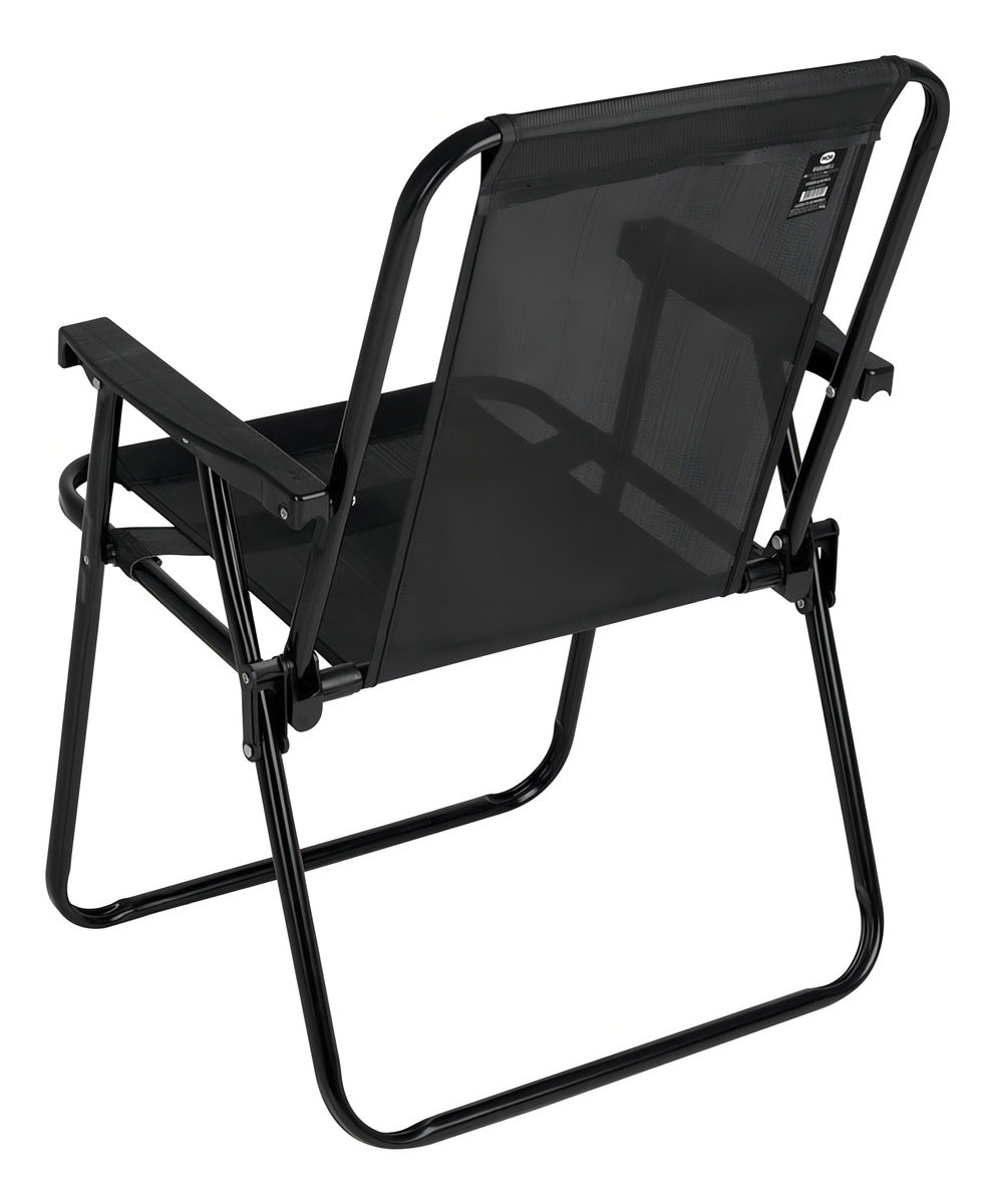 Cadeira De Praia Alta Camping Parque Dobrável Mor Cor Preto