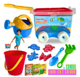 Kit Baldinho Praia Com Carrinho 9 Peças Brinquedo Infantil Criança Brincar na Areia Atacarejo Kids