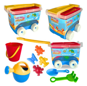 Kit Baldinho Praia Com Carrinho 9 Peças Brinquedo Infantil Criança Brincar na Areia Atacarejo Kids
