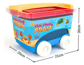Kit Baldinho Praia Com Carrinho 9 Peças Brinquedo Infantil Criança Brincar na Areia Atacarejo Kids