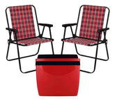 Kit Vermelho / Preto Caixa Térmica Cooler 34 L + 2 Cadeiras