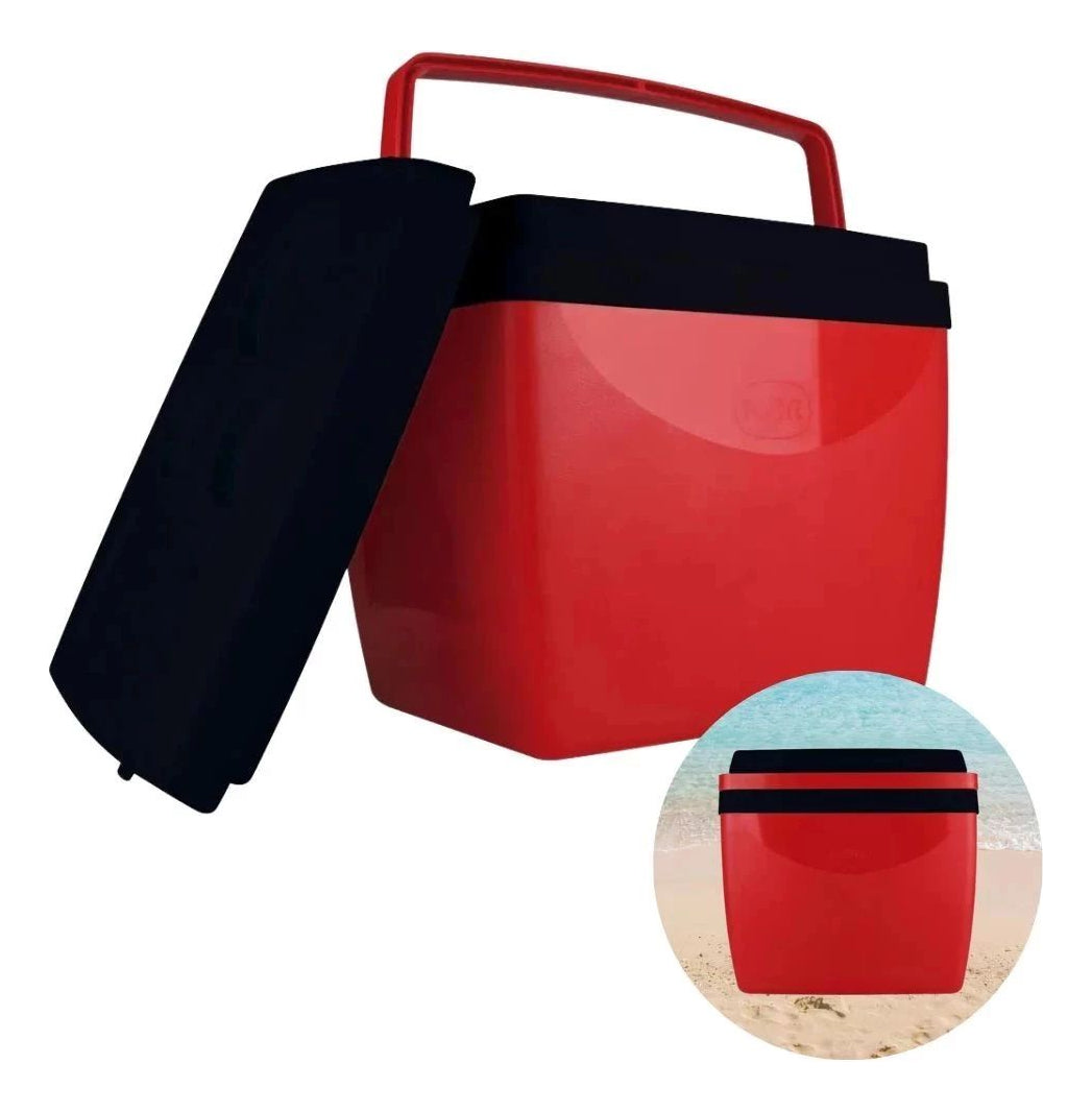 Kit Vermelho / Preto Caixa Térmica Cooler 34 L + 2 Cadeiras